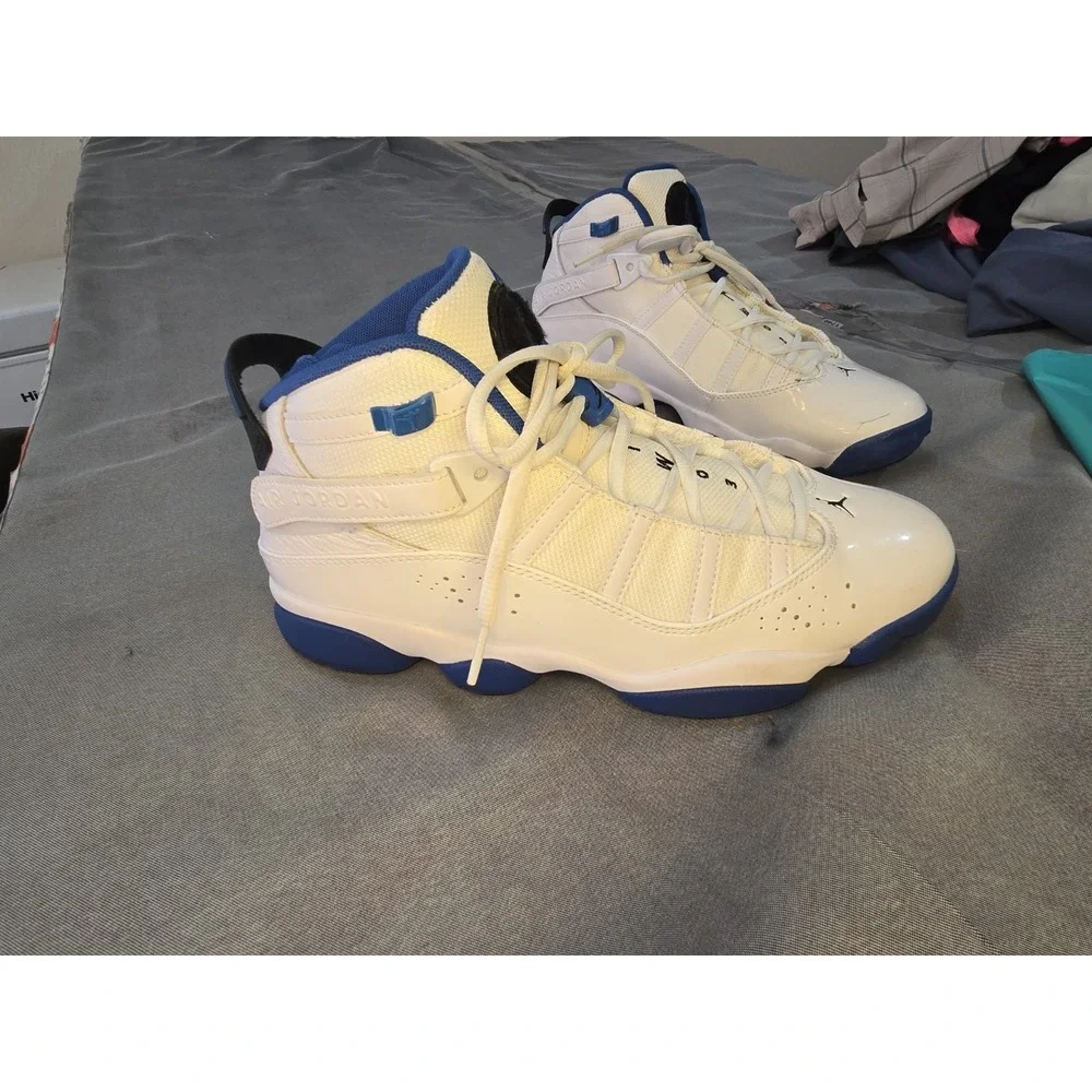 Jordan 6 Rings White/Dark Marina Blue/Black Men's Mid Top Lace Up 322992-114